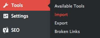 Outils d'importation WordPress Sidebar