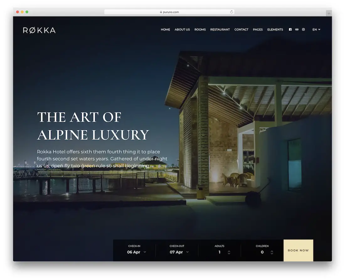 rokka hotel wordpress thème design incroyable