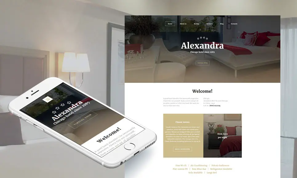 Modèle MotoCMS 3 adaptatif pour Alexandra - Hotels