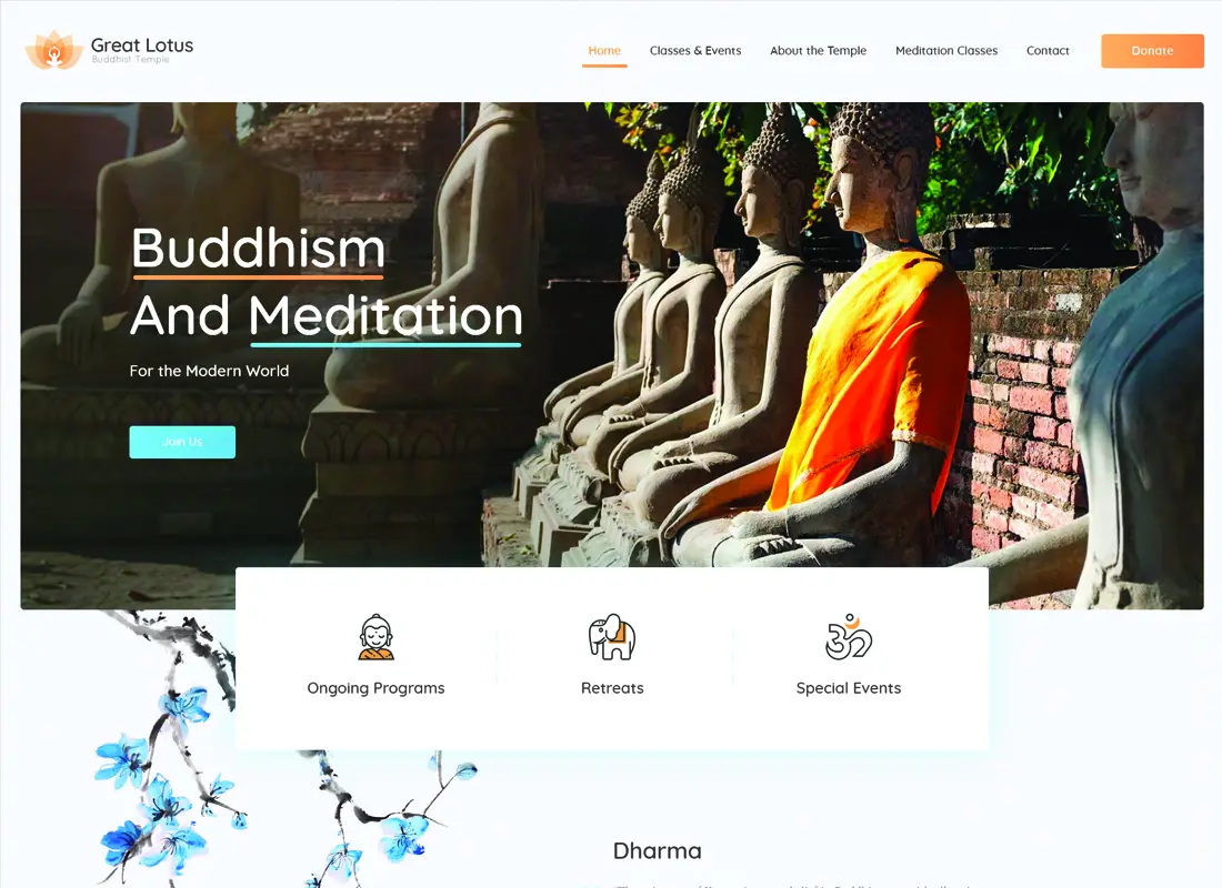 Grand Lotus - Thème WordPress du Temple Bouddhiste