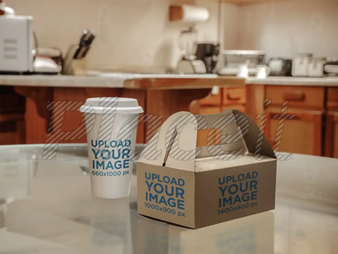 tasse de café à emporter et maquette de boîte de nourriture en papier