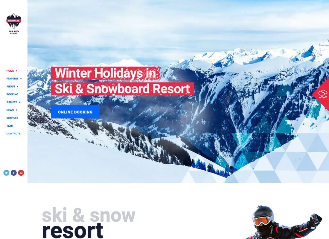 Club de neige | Thème WordPress pour station de ski et cours de snowboard
