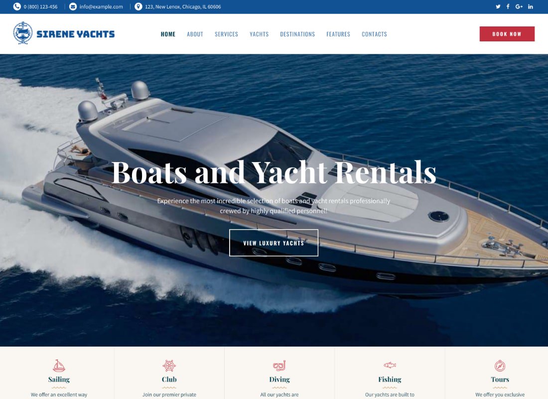Sirene | Thème WordPress pour services de location de bateau et de location de bateaux