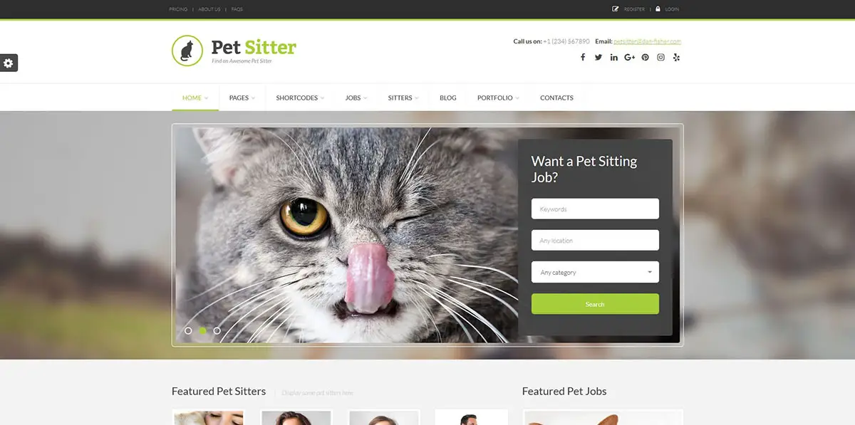 Pet Sitter - Thème WordPress adaptatif pour sites d'emploi