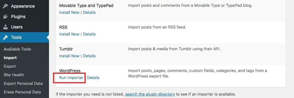 Importation d'articles dans WordPress