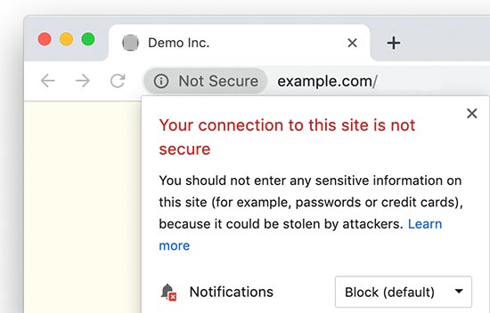 Site HTTP non sécurisé