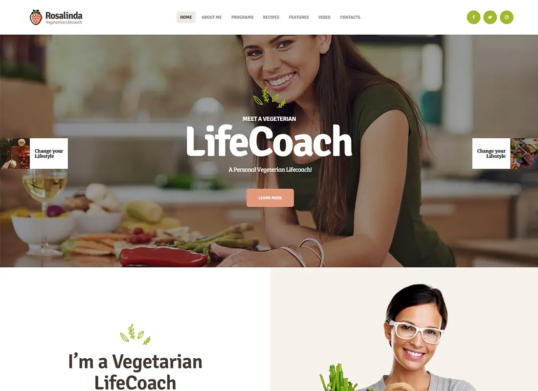 Rosalinda | Blog de coach de santé et de style de vie végétarien Thème WordPress