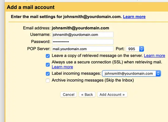 Connecter le courrier électronique Bluehost à Gmail
