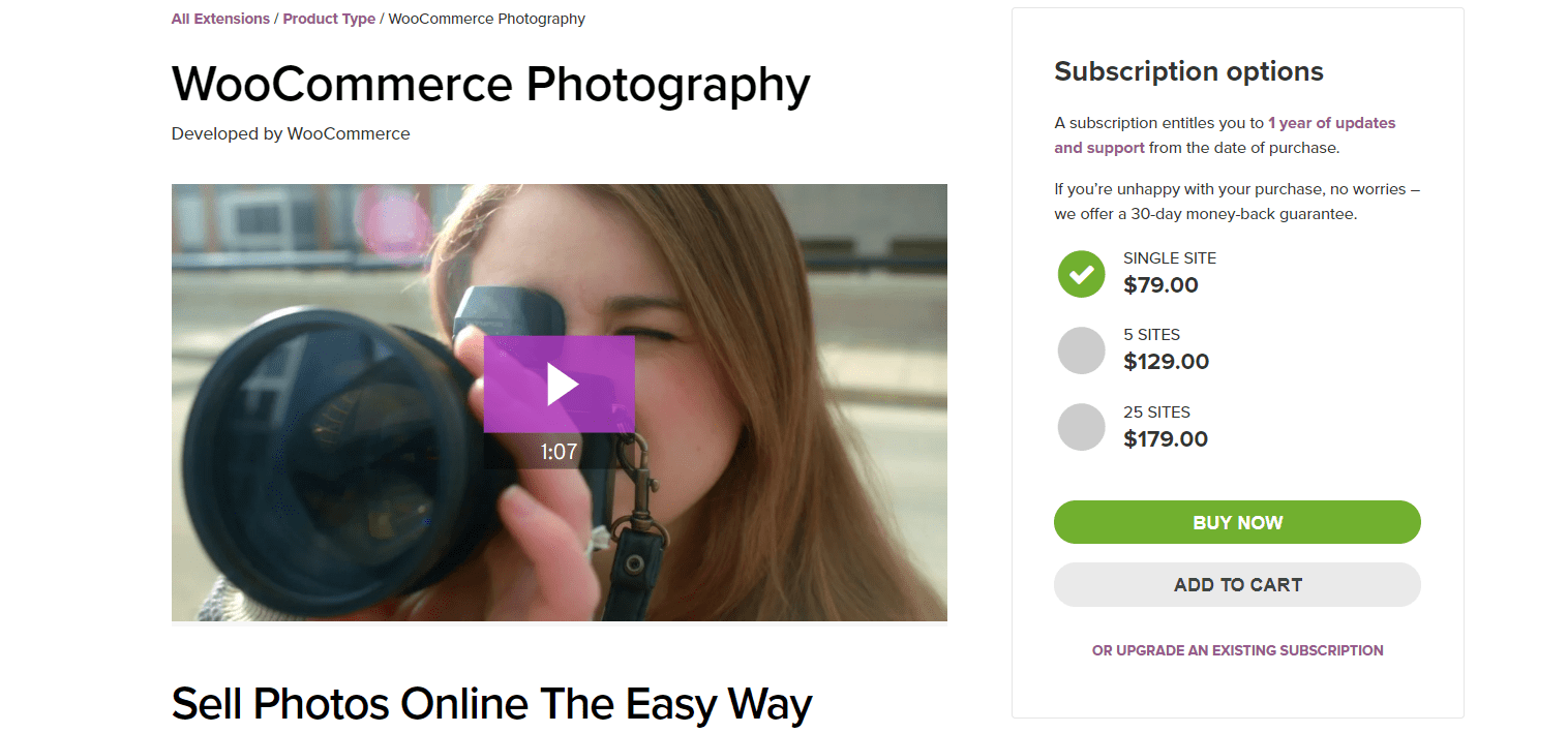 WooCommerce Photography est l’un des plugins qui vous aide à vendre des photos dans votre magasin.