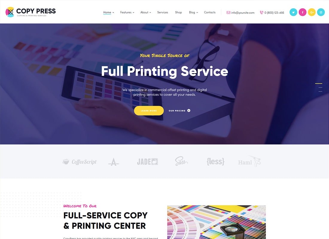 CopyPress | Typographie et services d'impression Thème WordPress