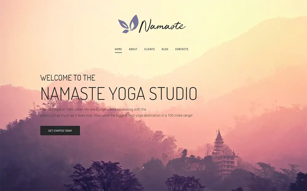 Namaste - Yoga Studio Prêt à l'emploi Minimal Elementor Thème WordPress