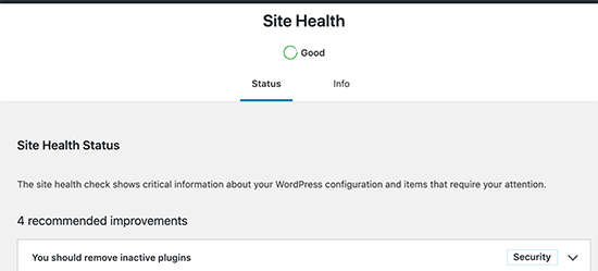 Score de la santé du site dans WordPress 5.3