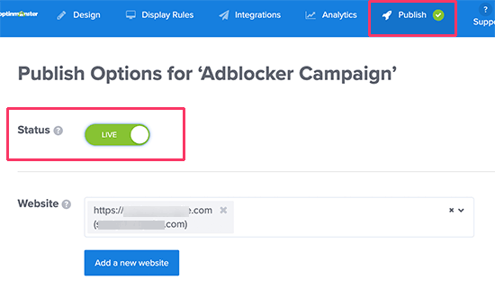 Publiez votre campagne de suivi Adblock