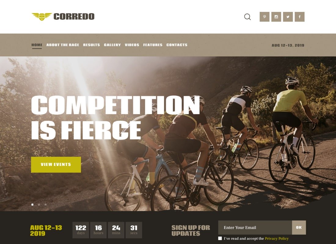 Corredo | Thème WordPress du thème Courses de vélo et événements sportifs