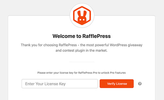 Ajouter la clé de licence RafflePress