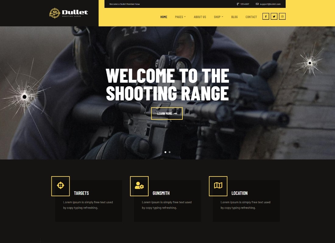 Dullet | Thème du Shooting Range & Gun Club