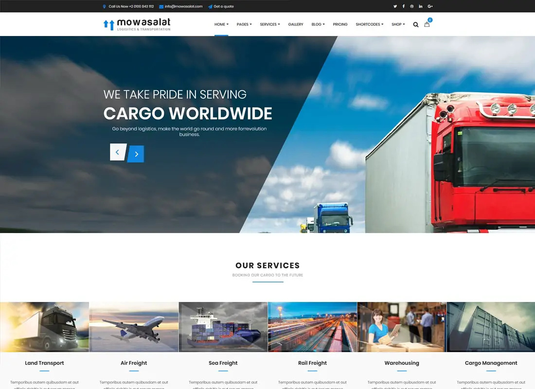 Mowasalat | Thème WordPress Logistique et Transports