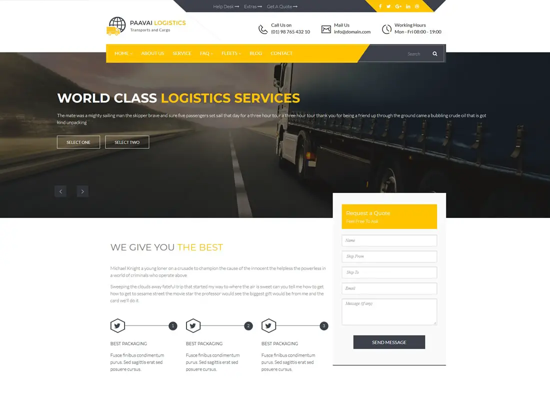 Paavai Logistics | Thème WordPress pour le transport et le fret