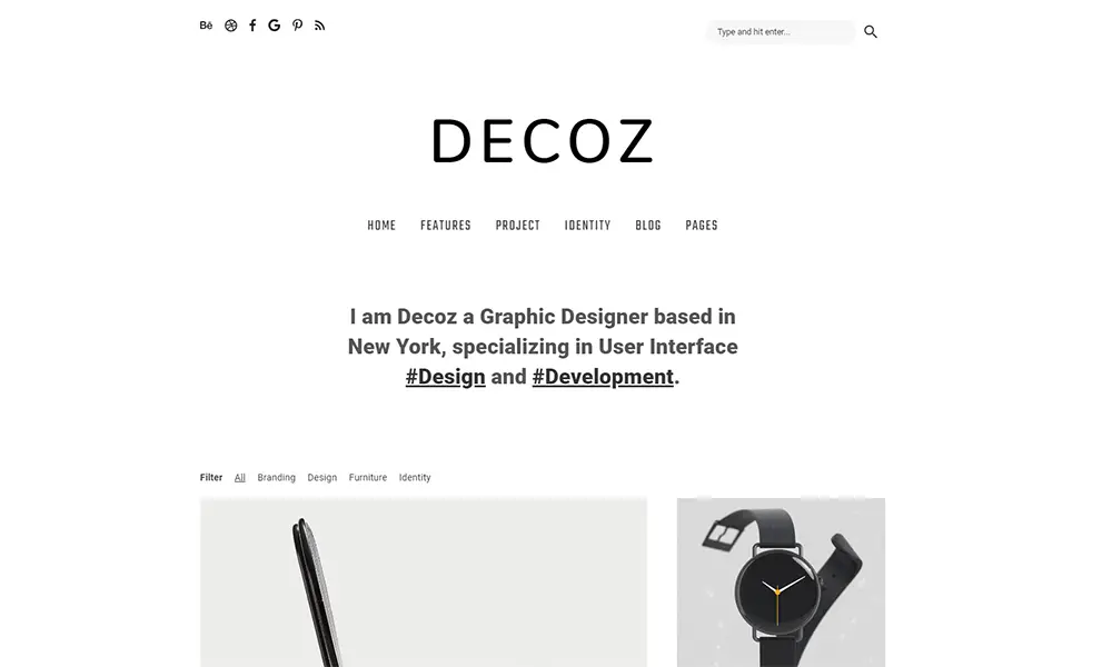 Decoz - Thème WordPress portefeuille minimal et photographie