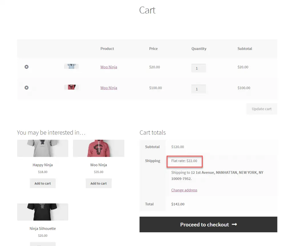 Expédition forfaitaire WooCommerce "width =" 640 "height =" 539 "srcset =" https://cdn.learnwoo.com/wp-content/uploads/2019/12/Cart-shipping-rate-with-percentage-value- 1024x863.png 1024w, https://cdn.learnwoo.com/wp-content/uploads/2019/12/Cart-shipping-rate-with-percentage-value-300x253.png 300w, https: //cdn.learnwoo. com / wp-content / uploads / 2019/12 / Cart-shipping-rate-with-percent-value-768x647.png 768w, https://cdn.learnwoo.com/wp-content/uploads/2019/12/Cart -shipping-rate-with-percent-value-696x586.png 696w, https://cdn.learnwoo.com/wp-content/uploads/2019/12/Cart-shipping-rate-with-percentage-value-1068x900. png 1068w, https://cdn.learnwoo.com/wp-content/uploads/2019/12/Cart-shipping-rate-with-percentage-value-499x420.png 499w, https://cdn.learnwoo.com/ wp-content / uploads / 2019/12 / Cart-shipping-rate-with-percent-value.png 1193w "tailles =" (largeur max: 640px) 100vw, 640px
