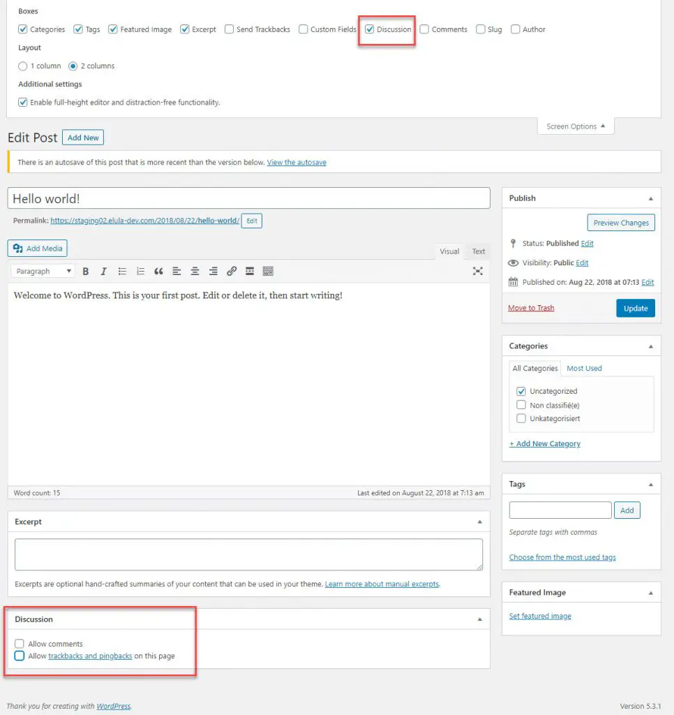 désactiver les commentaires sur WordPress "width =" 640 "height =" 678 "srcset =" https://cdn.learnwoo.com/wp-content/uploads/2019/12/Classic-editor-individual-page-settings-966x1024. jpg 966w, https://cdn.learnwoo.com/wp-content/uploads/2019/12/Classic-editor-individual-page-settings-283x300.jpg 283w, https://cdn.learnwoo.com/wp- content / uploads / 2019/12 / Classic-editor-individual-page-settings-768x814.jpg 768w, https://cdn.learnwoo.com/wp-content/uploads/2019/12/Classic-editor-individual-page -settings-696x738.jpg 696w, https://cdn.learnwoo.com/wp-content/uploads/2019/12/Classic-editor-individual-page-settings-1068x1132.jpg 1068w, https: //cdn.learnwoo .com / wp-content / uploads / 2019/12 / Classic-editor-individual-page-settings-396x420.jpg 396w, https://cdn.learnwoo.com/wp-content/uploads/2019/12/Classic- editor-individual-page-settings.jpg 1182w "tailles =" (largeur max: 640px) 100vw, 640px