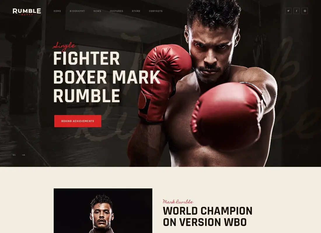 Rumble | Thème WordPress pour la boxe et les arts martiaux mixtes
