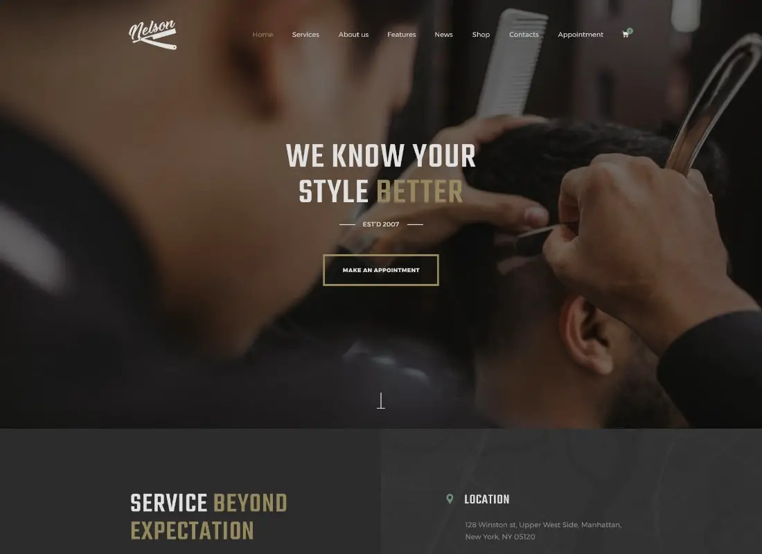 Nelson | Barbershop Hairdresser & Tattoo Salon WordPress Theme