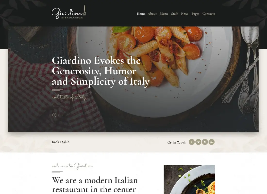Giardino | Un thème WordPress pour restaurants et cafés italiens