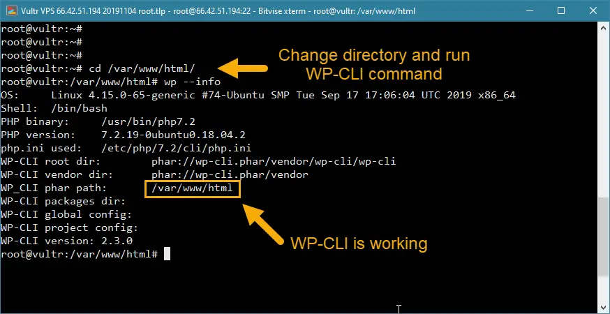 installer wp-cli wordpress vps installation vérifier le fonctionnement
