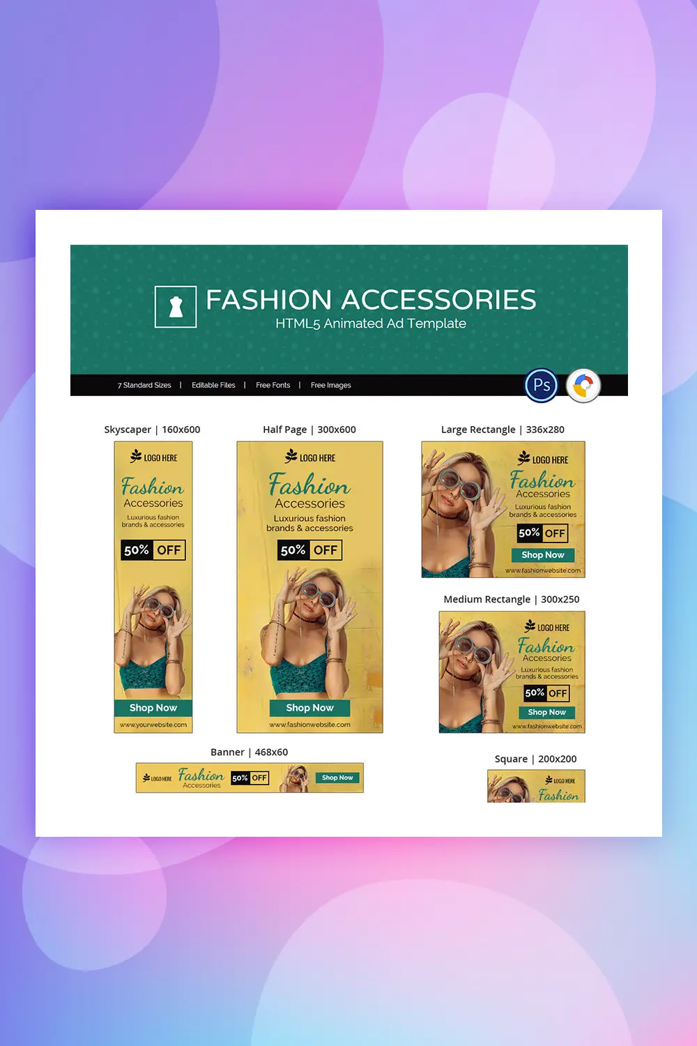 Shopping et commerce électronique | Bannière animée d'accessoires de mode