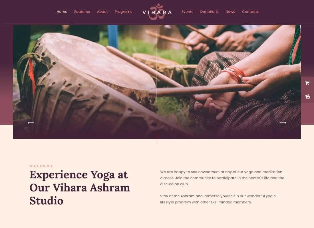 Vihara | Thème WordPress pour le temple bouddhiste oriental Ashram