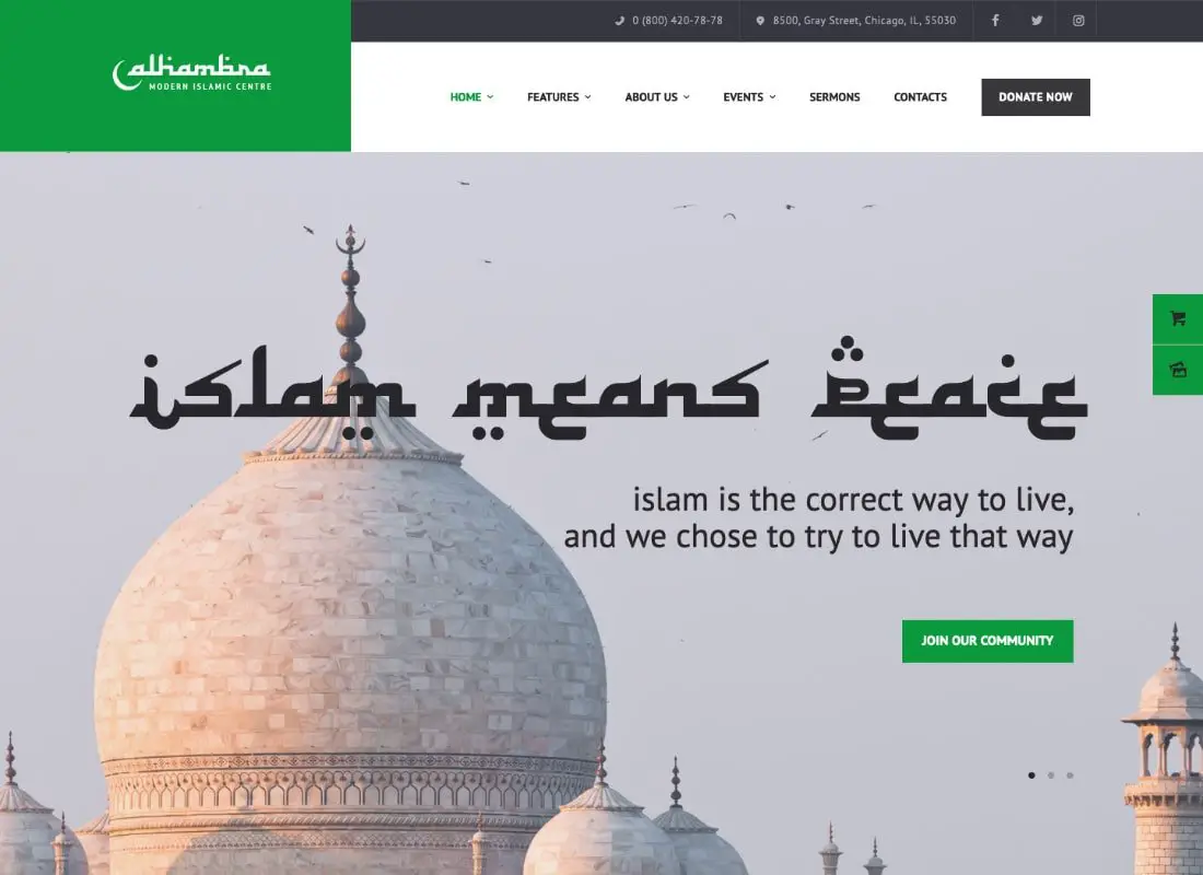 Alhambra | Thème WordPress pour mosquée et centre islamique + RTL