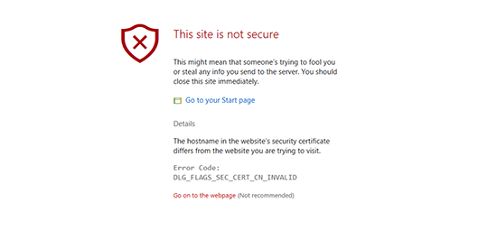 Ce site n'est pas sécurisé - Microsoft Edge