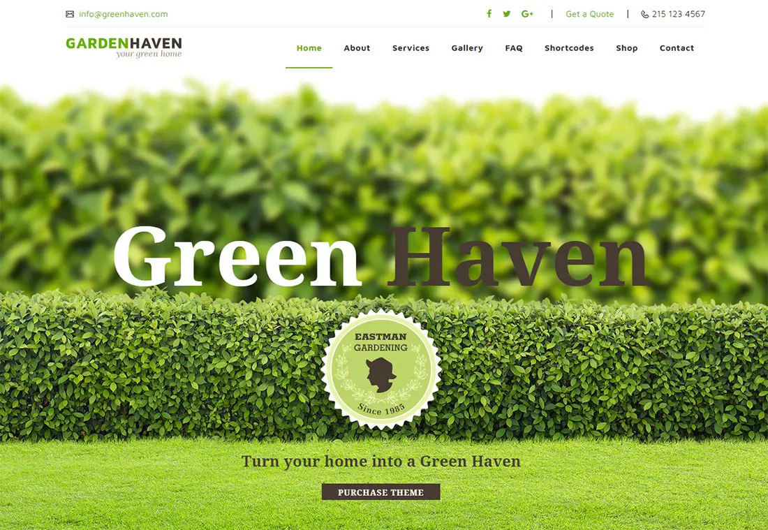 Modèle de site Web de jardinage paysager