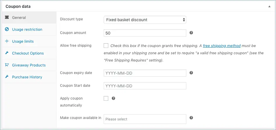 Coupons WooCommerce 