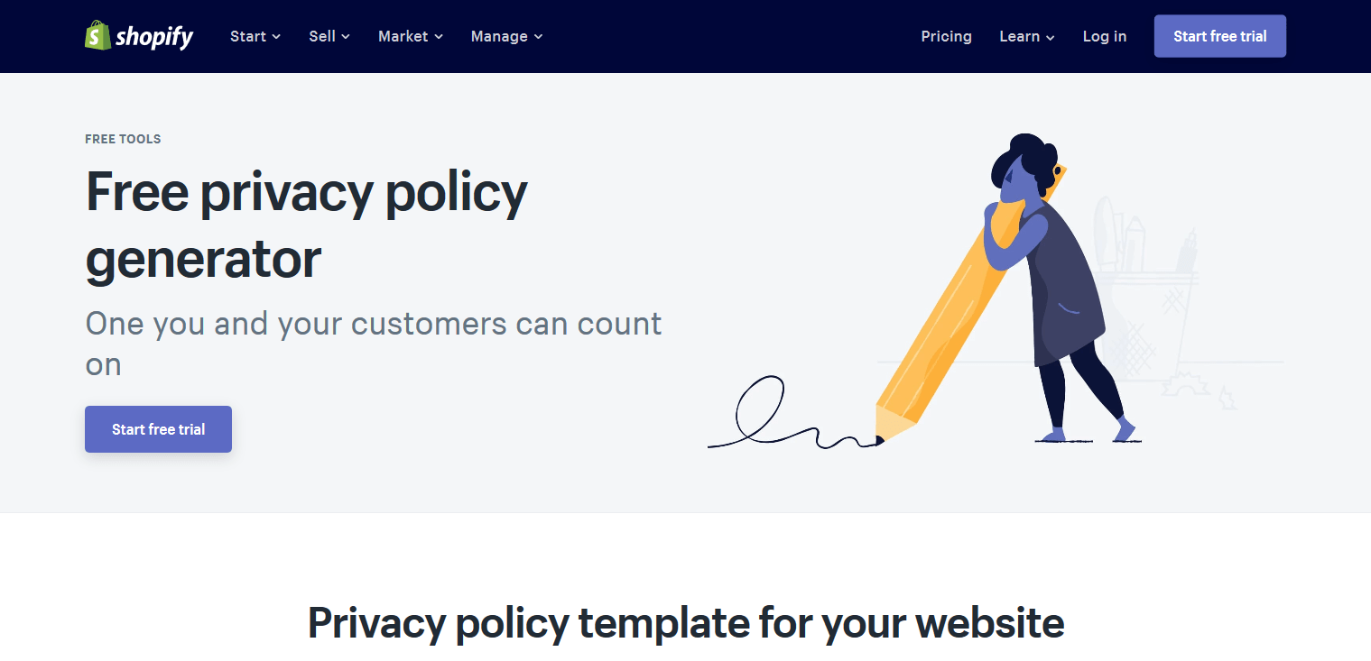 Générateur de politique de confidentialité de Shopify 
