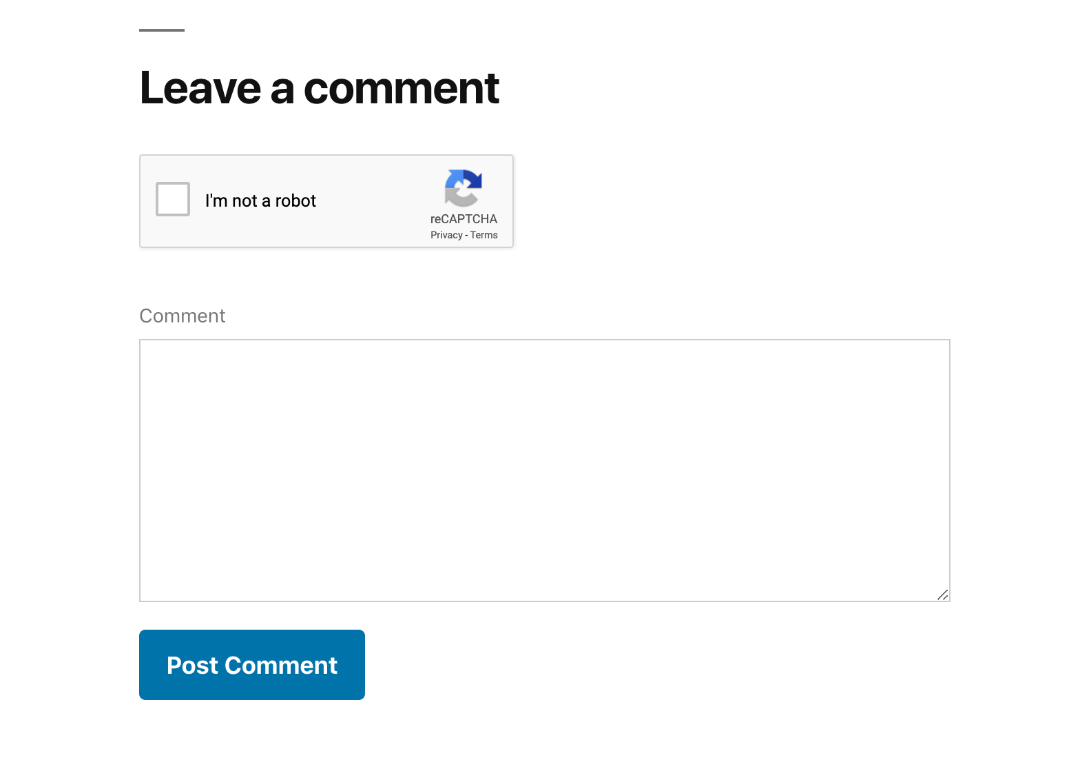 Un exemple de CAPTCHA sur un formulaire de soumission de commentaires.