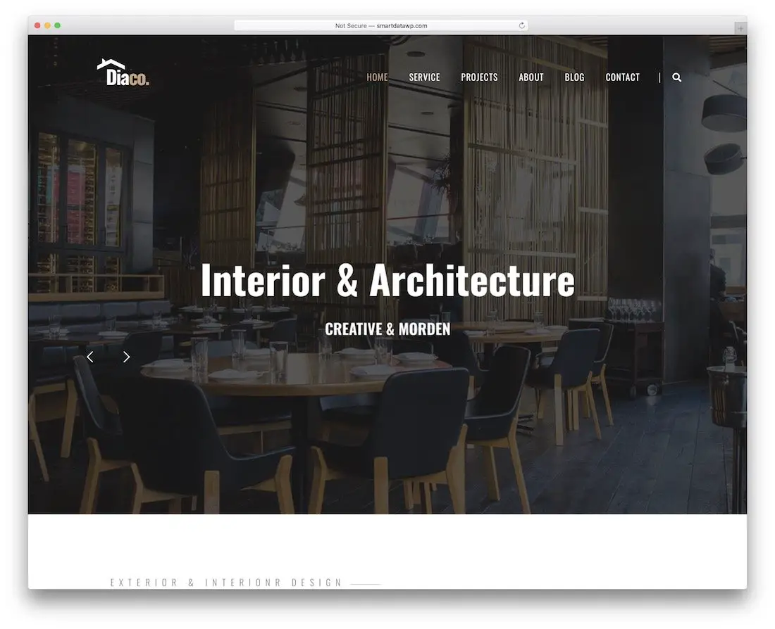 modèle de site Web de design d'intérieur diaco