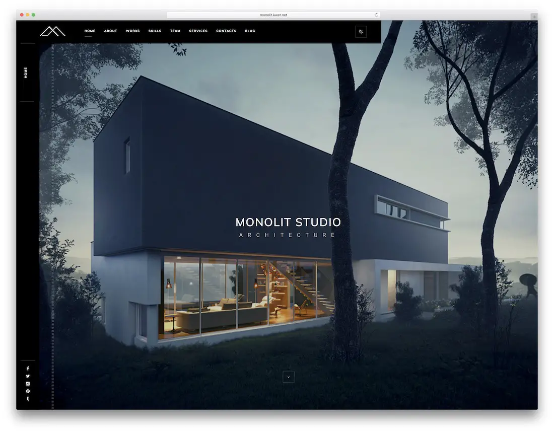 modèle de site Web de design d'intérieur monolit