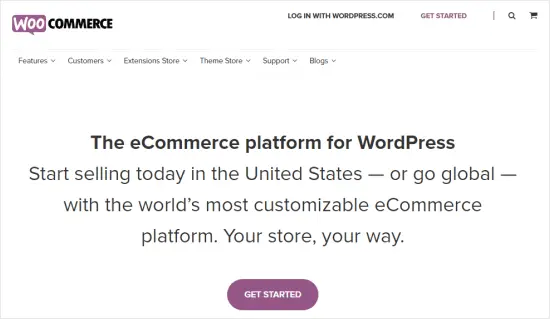 La première page de WooCommerce