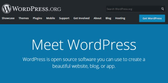 La première page de WordPress.org