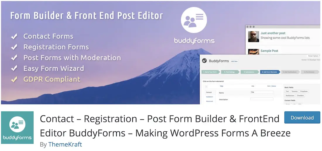 plugin wordpress gratuit buddyforms