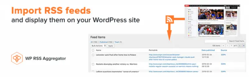 Le plugin WordPress WP RSS Aggregator.