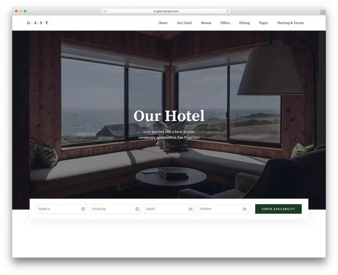 modèle de site web gast hotel