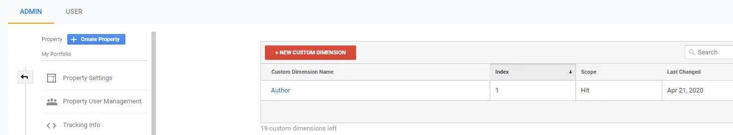 Vérification du numéro d'index de votre dimension personnalisée.