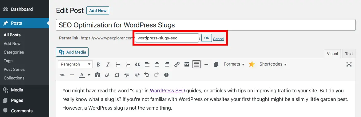 Paramètres de slug WordPress