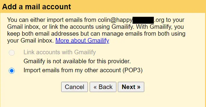 Gmail avec votre propre nom de domaine personnalisé: importez des e-mails depuis POP3