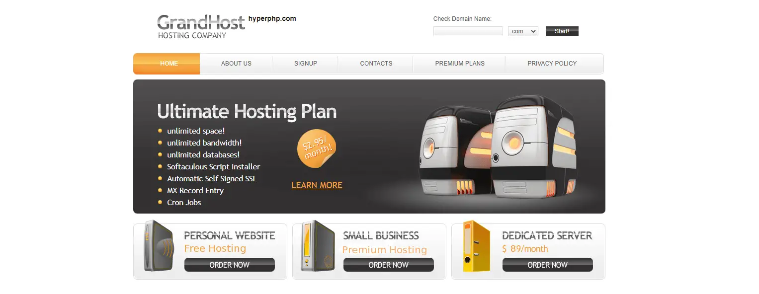 Service d'hébergement Web gratuit HyperPHP