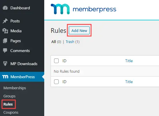 Adding a new rule in MemberPress