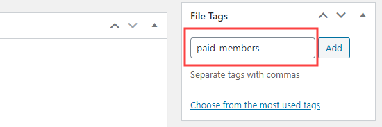 Giving your file a tag in MemberPress